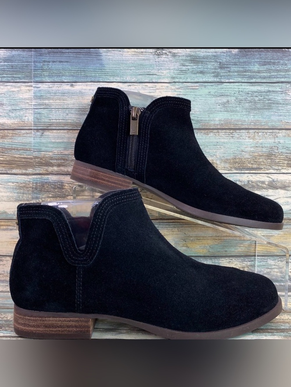 Koolaburra By Ugg Cheyanne Ankle Boot Womens 7M Black Suede Zip Low Block Heel